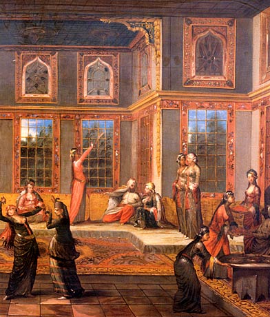 Harem scene with the Sultan